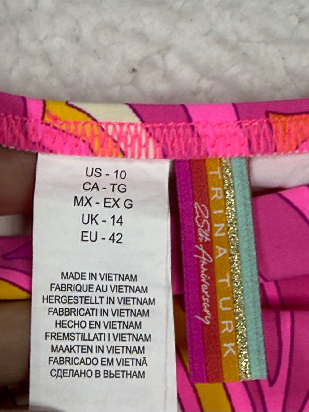 (A4) Trina Turk bikini bottom only
Swimsuit size 10 pink swirl
Turquoise orange - Picture 8 of 8